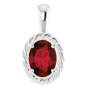 Platinum Mozambique Garnet Rope Pendant   - 86393:60007:P