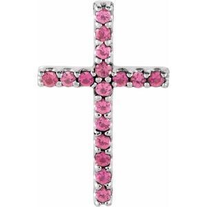 Platinum Pink Tourmaline Petite Cross Pendant     - R42147:60051:P