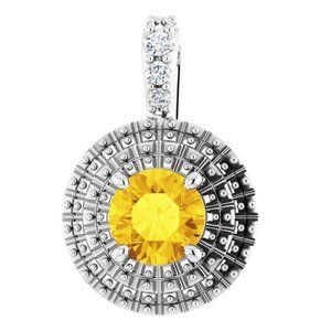 Platinum Sapphire & 1/4 CTW Diamond Pendant   - 86826:6003:P