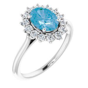 Platinum Swiss Blue Topaz & 3/8 CTW Diamond Ring                   - 71606:70029:P