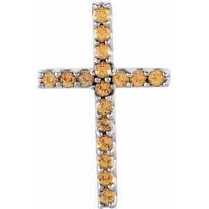 Platinum Yellow Sapphire Petite Cross Pendant - R42147:60055:P