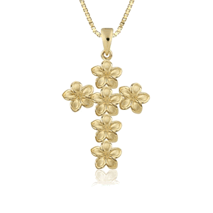 Plumeria Cross Pendant