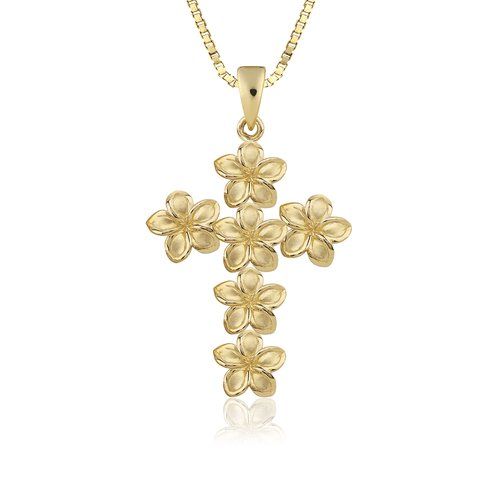 Plumeria Cross Pendant