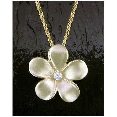 Plumeria Diamond Pendant - 14K Gold  - SD-FLP065