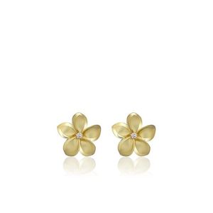 Plumeria Diamond Stud Earrings 6mm
