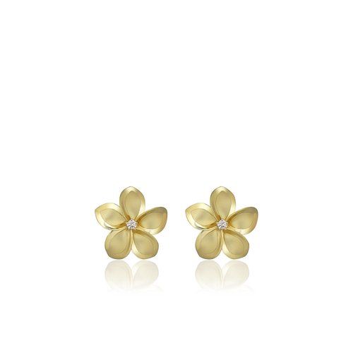 Plumeria Diamond Stud Earrings 6mm