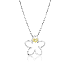 Plumeria Heart Pendant with Diamond