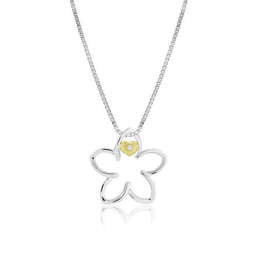 Plumeria Heart Pendant with Diamond