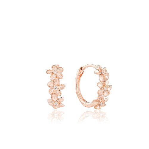 Plumeria Huggie Earrings, Hawaiian Inspired  Earrings, FPE-0035/RG