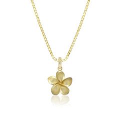 14K Yellow Gold Collections Plumeria's Tropical Flowers Pendant
