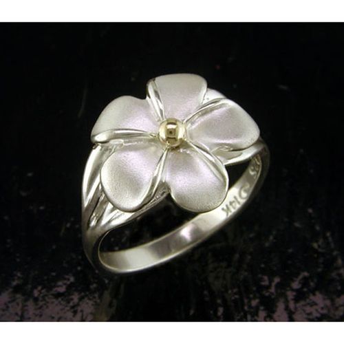 Plumeria Ring - Sterling Silver and 14K Gold  - SD-SGR705