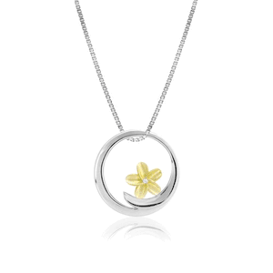 Plumeria Wave Pendant with Diamond, Hawaiian Inspired  Pendant, WFP-019515