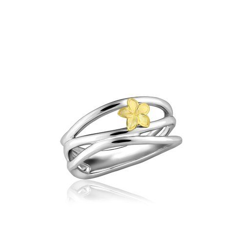 Plumeria Wave Ring, Hawaiian Inspired  Ring, PSR-7114