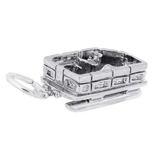 Pontoon Boat Charm 14K While Gold - 10-1935-0-14KW