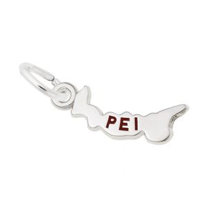 Prince Edward Island Map Charm - Sterling Silver - 10-1808-s