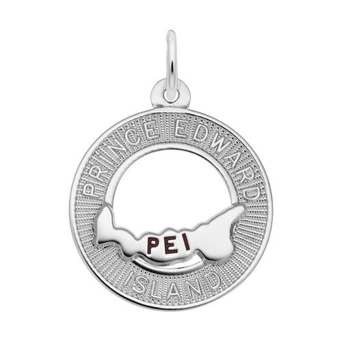 Prince Edward Island Map in Ring Charm - 14K White Gold - 10-1811-wg