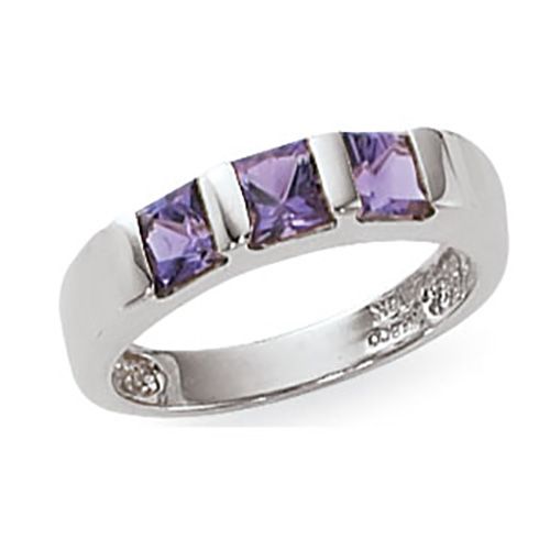 Princess Amethyst Ring - Sterling Silver Size 7