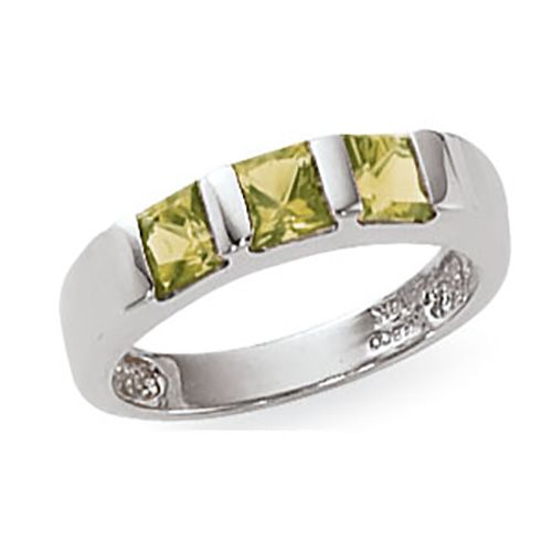 Princess Peridot Ring - Sterling Silver Size 7
