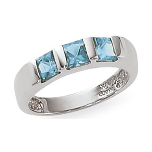 Princess Swiss Blue Topaz Ring - Sterling Silver Size 7