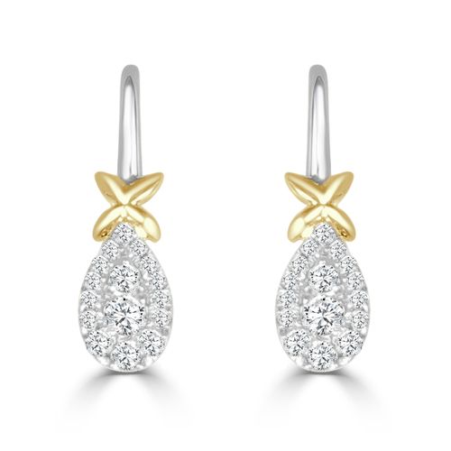 PS Diamond Cluster with Polished Bow Top Firenze Drop Earrings