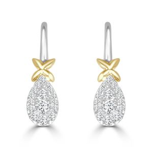 PS Diamond Cluster with Polished Bow Top Firenze Drop Earrings