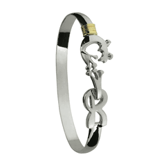 Puerto Rico Caribbean Destination Bracelet - Sterling Silver & 14K Gold 6mm Wide