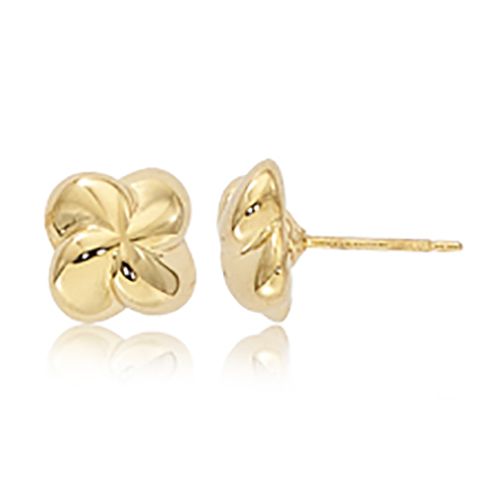 Puff Twist Stud Earrings - 14K Yellow Gold