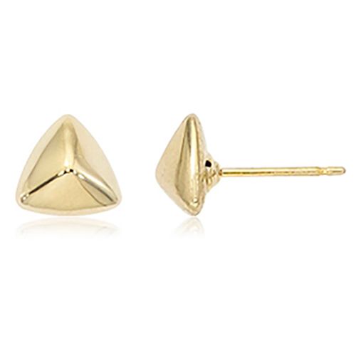 Puffed 8mm Triangle Stud Earrings - 14K Yellow Gold