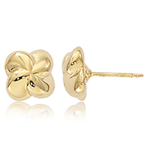 Puffed Twisted Stud Earrings - 14K Yellow Gold