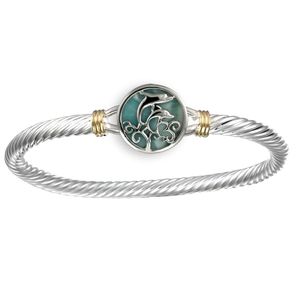 Pure Joy Larimar Cable Hook Bracelet - Silver & 14K 5mm 7 Inch