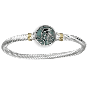 Pure Joy Larimar Cable Hook Bracelet - Silver & 14K 5mm 8 Inch