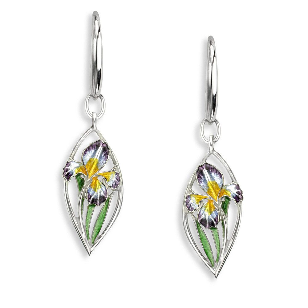 Purple Iris Wire Earrings  Sterling Silver - NW0592B
