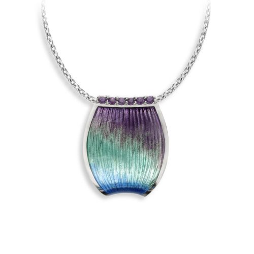 Purple Wide Hoop Necklace-Amethyst  Sterling Silver - NN0602YA