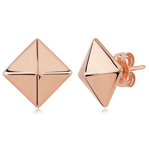 Pyramid Stud Earrings - 14K Rose Gold - 04-480R