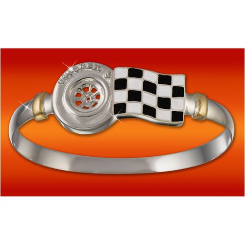 Racing Tires Hook Bracelet - Sterling Silver & 14K Gold 6mm 7 Inch