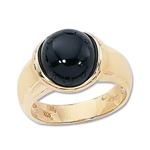 Recessed Onyx Button Ring - 14K Yellow Gold Size 7