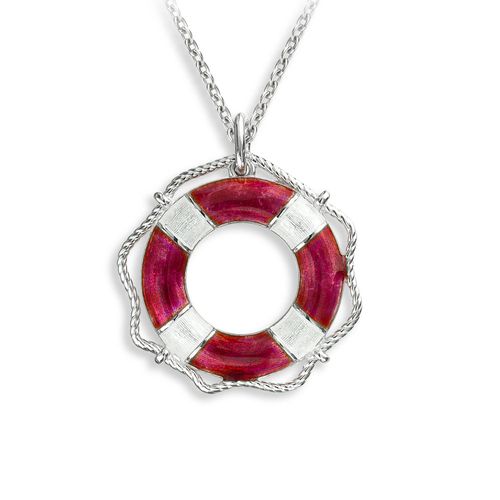 Red and White Buoy Sterling Silver Necklace, Sterling Silver - NN0547A