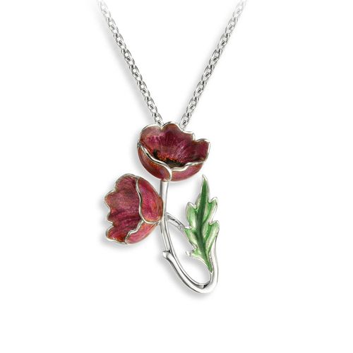 Red Poppy Necklace  Sterling Silver - NN0597A