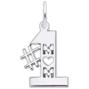 #1 Mom Charm White Gold - 10-6179