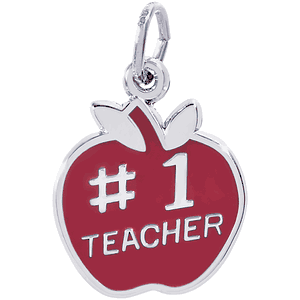 #1 Teacher Charm White Gold - 10-3460