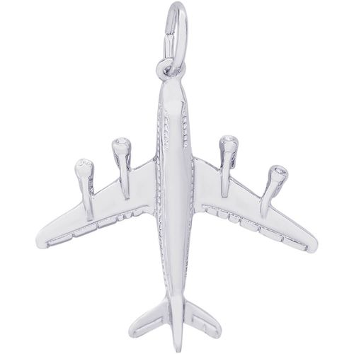 747 Jumbo Jet Plane Charm Silver - 10-2326