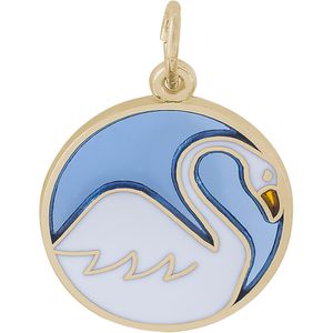 A Swimming Swans Charm Gold Plated - 10-3907