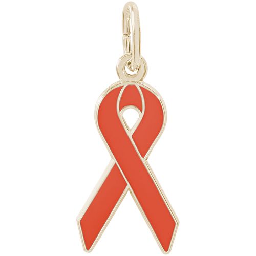 Aids Awareness Ribbon Charm 14K Gold - 10-6426