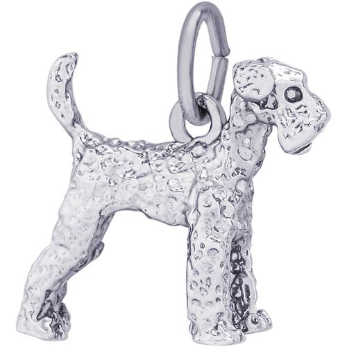 Airedale Dog Charm White Gold - 10-0146