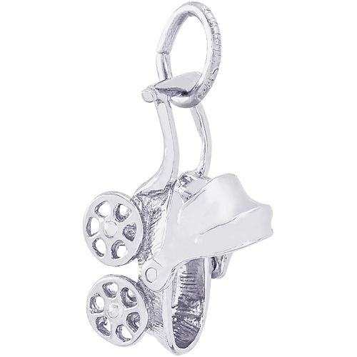 Baby Carriage Charm White Gold - 10-1018