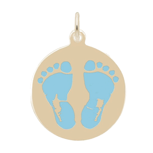 Rembrandt Baby Feet On Disc - Blue Charm - Gold Plated - 10-1019-2-GP