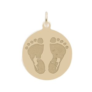 Rembrandt Baby Feet On Disc Charm - 14K Gold - 10-1019-0-14K