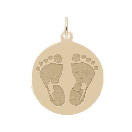 Rembrandt Baby Feet On Disc Charm - Gold Plated - 10-1019-0-GP