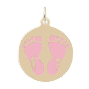 Rembrandt Baby Feet On Disc - Pink Charm - Gold Plated - 10-1019-1-GP