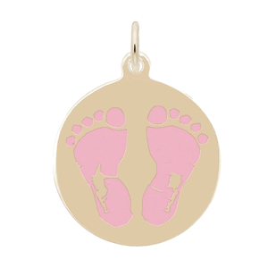 Rembrandt Baby Feet On Disc - Pink Charm - Gold Plated - 10-1019-1-GP